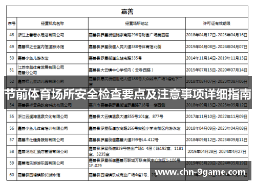 节前体育场所安全检查要点及注意事项详细指南