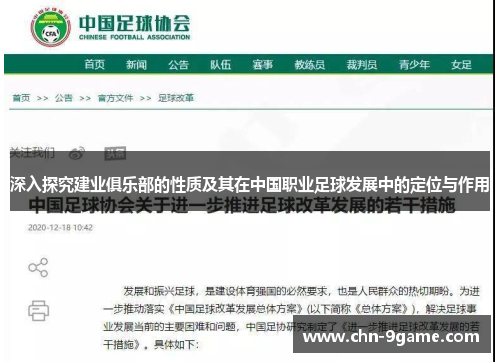深入探究建业俱乐部的性质及其在中国职业足球发展中的定位与作用 深入探究建业俱乐部的性质及其在中国职业足球发展中的定位与作用